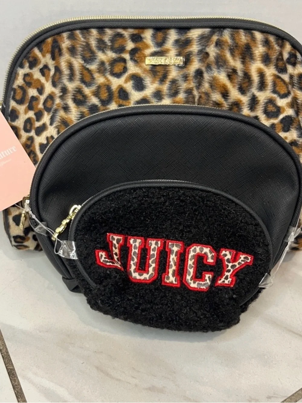 Juicy Couture Leopard, Black & Red Cosmetic Bag Trio *NEW w/ tags - Picture 2 of 8